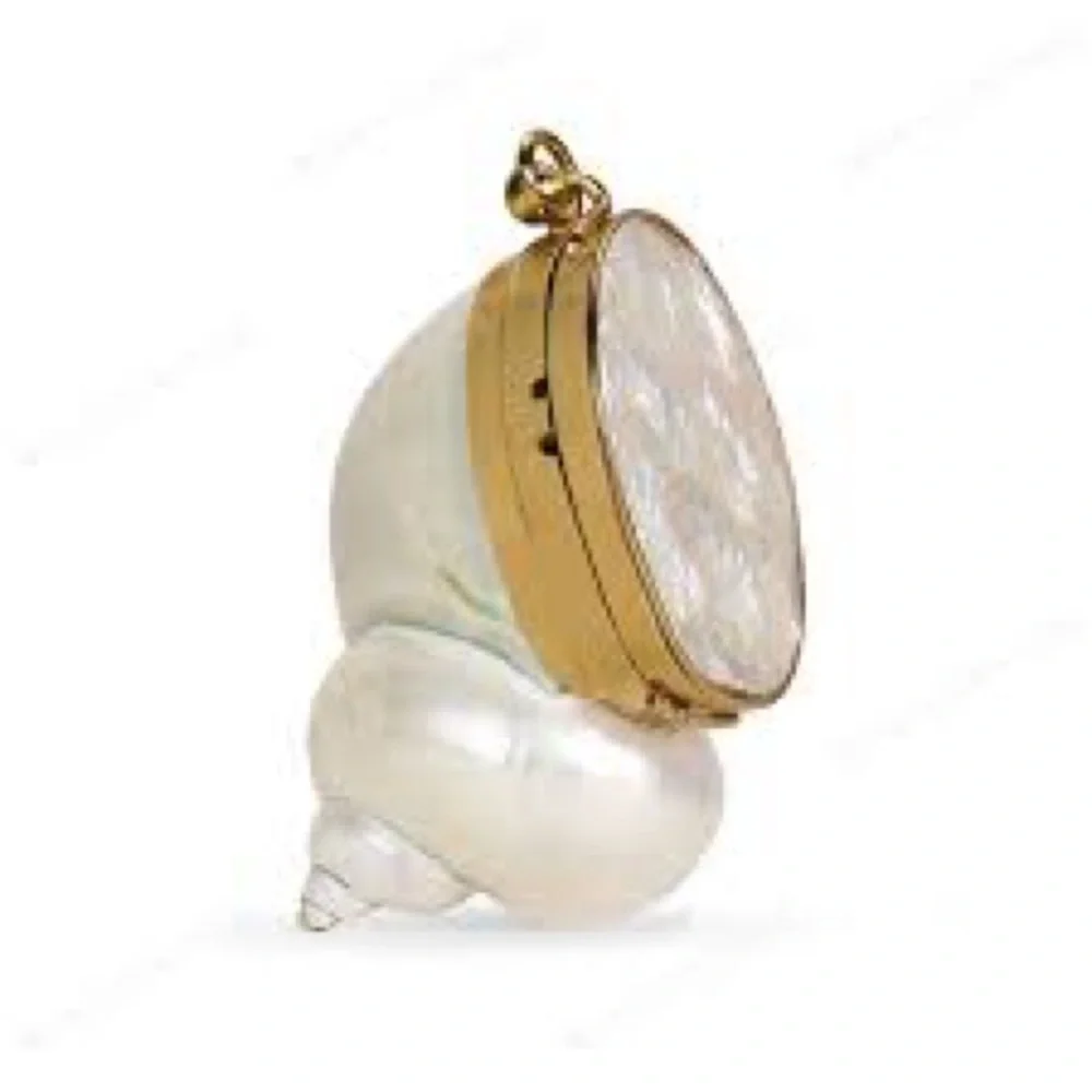 Gold and Cream Shell Clutch